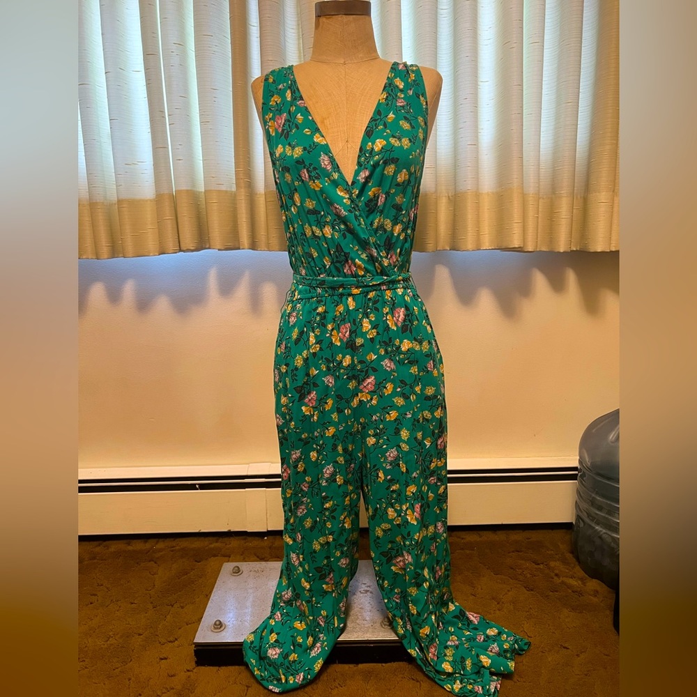 Green Floral Print Romper